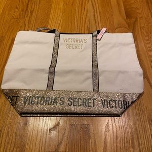 Victoria’s Secret NWT sparkly gold and beige tote